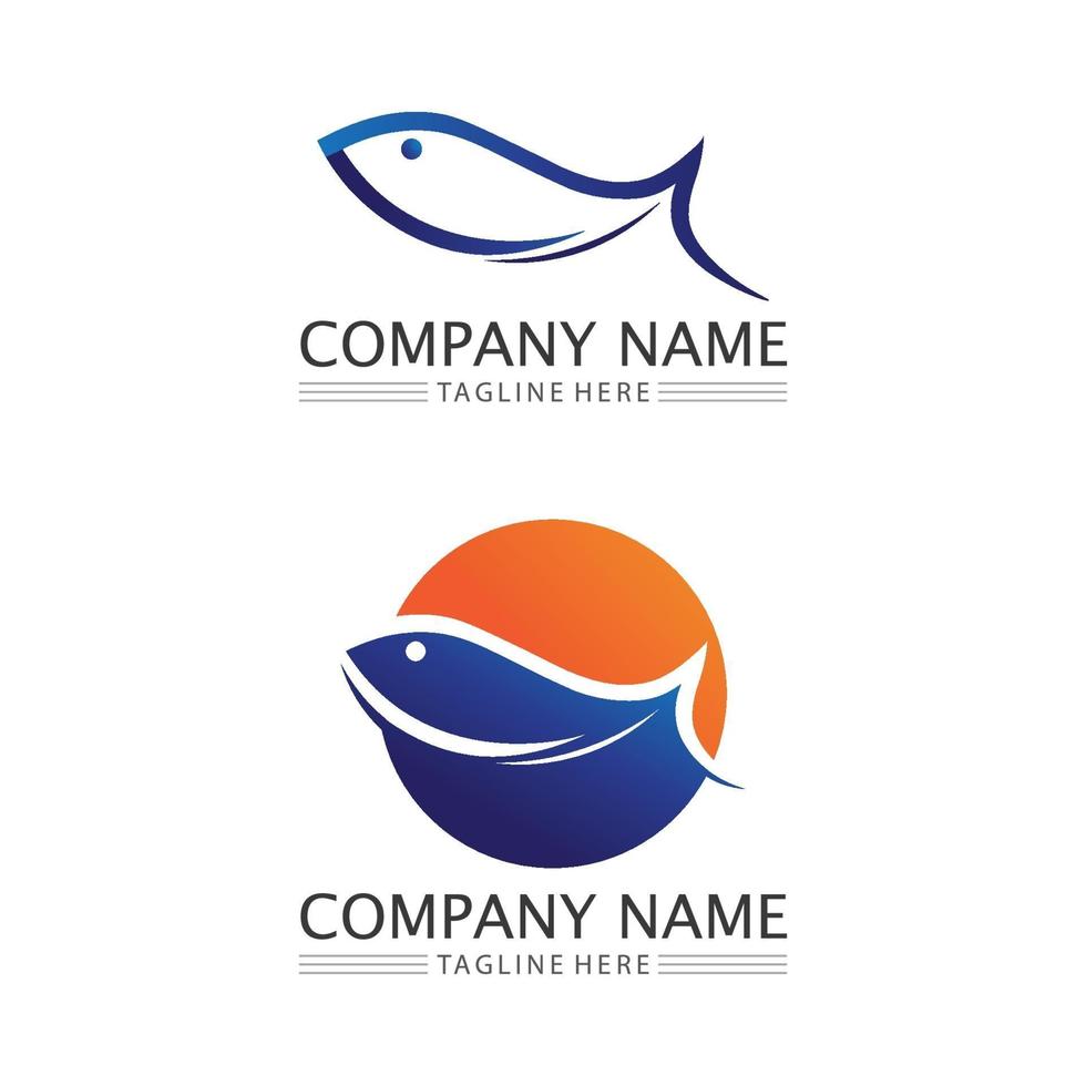 modèle de logo de poisson icône d'animal aquatique et création de logo vecteur