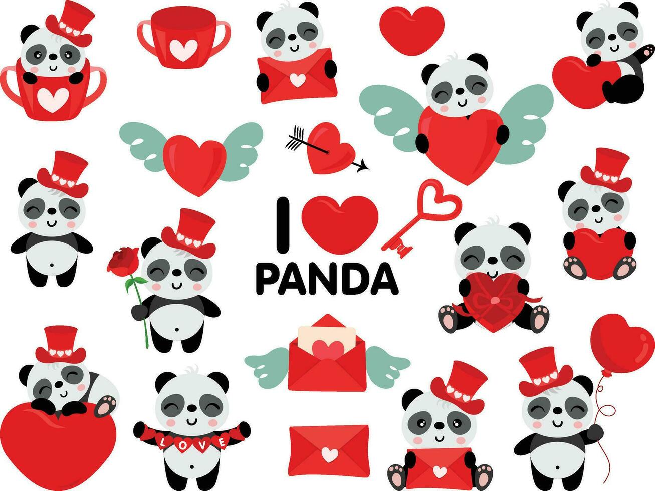 ensemble de marrant l'amour Valentin Panda vecteur