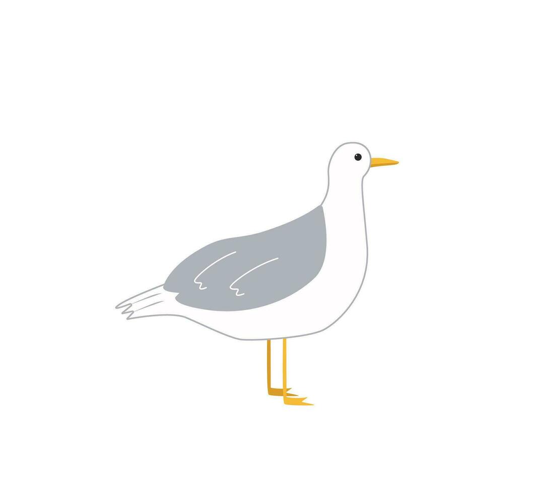 mignonne dessin animé mouette. vecteur illustration mer oiseau. marrant personnage isolé sur une blanc Contexte.