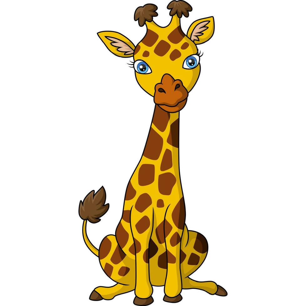 dessin animé mignon girafe isolé sur fond blanc vecteur