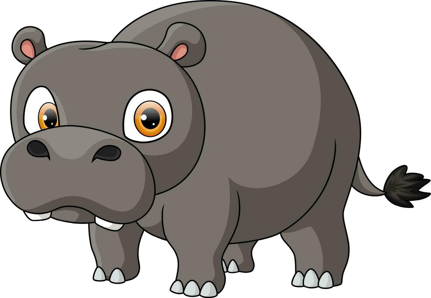 mignon, hippopotame, dessin animé, blanc, fond vecteur