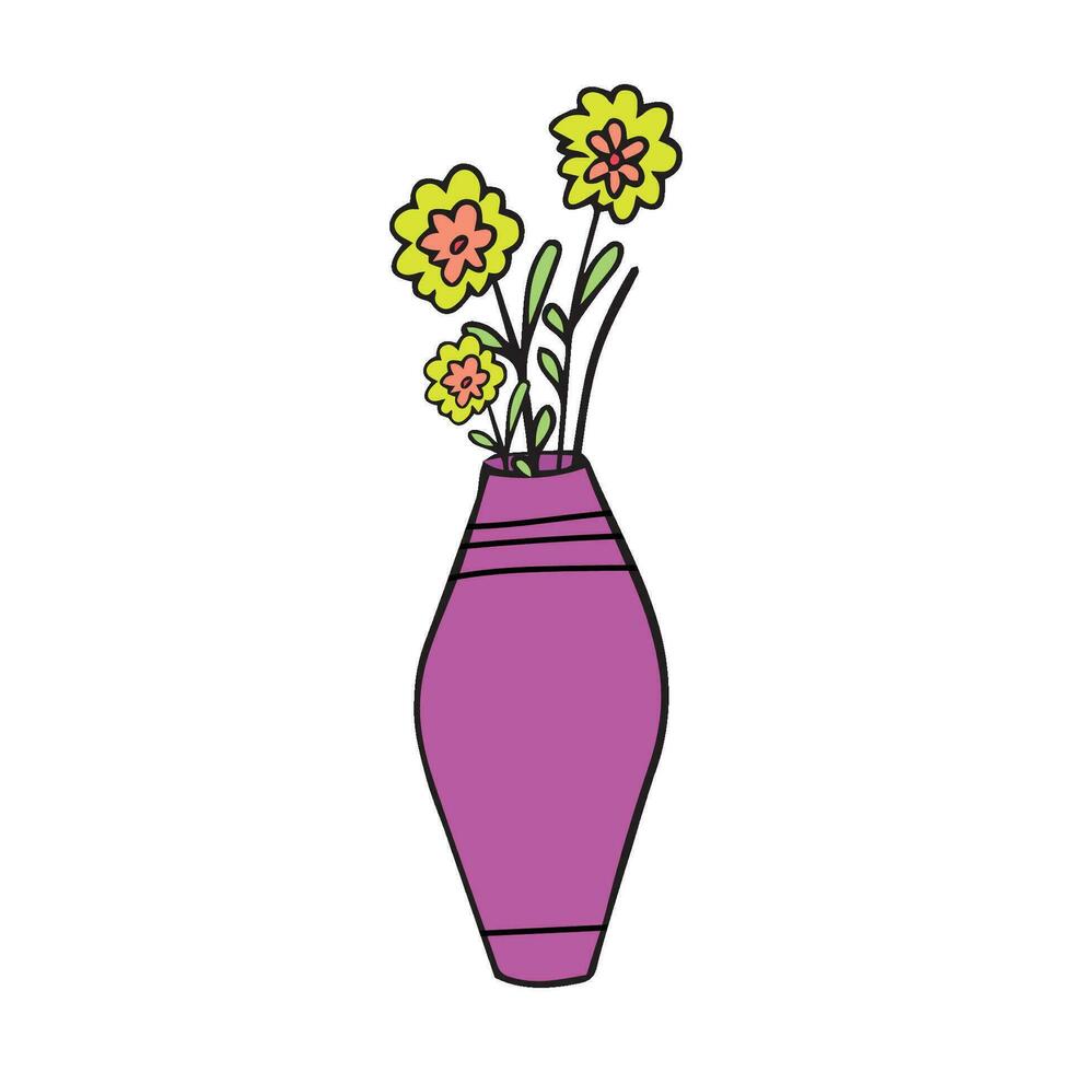 floral vase. illustration vase avec fleur à décoration intérieur vecteur