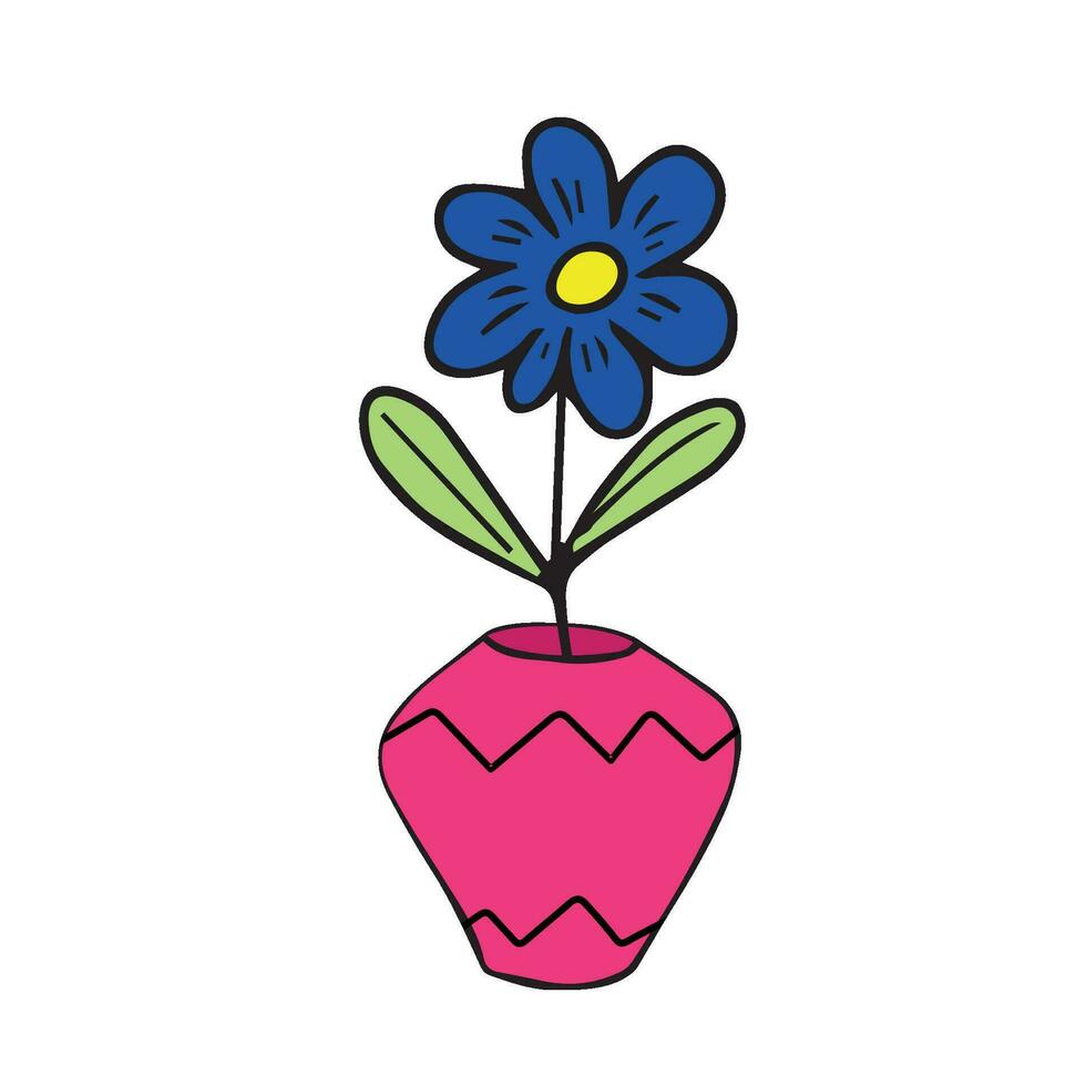 floral vase. illustration vase avec fleur à décoration intérieur vecteur