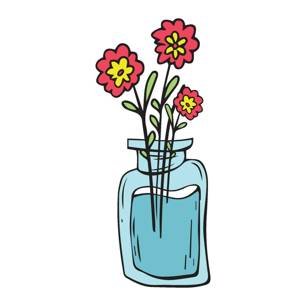 floral vase. illustration vase avec fleur à décoration intérieur vecteur