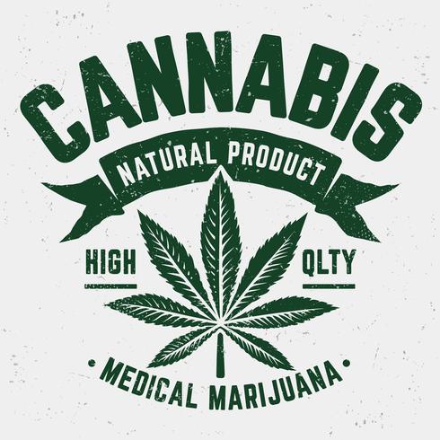 Emblème Cannabis Grunge vecteur