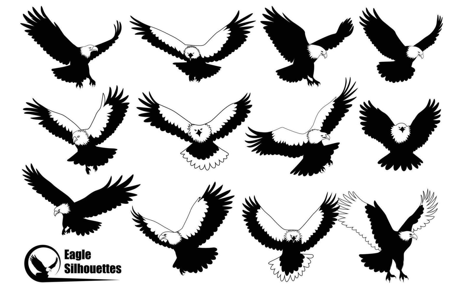 américain Aigle oiseau silhouettes vecteur art