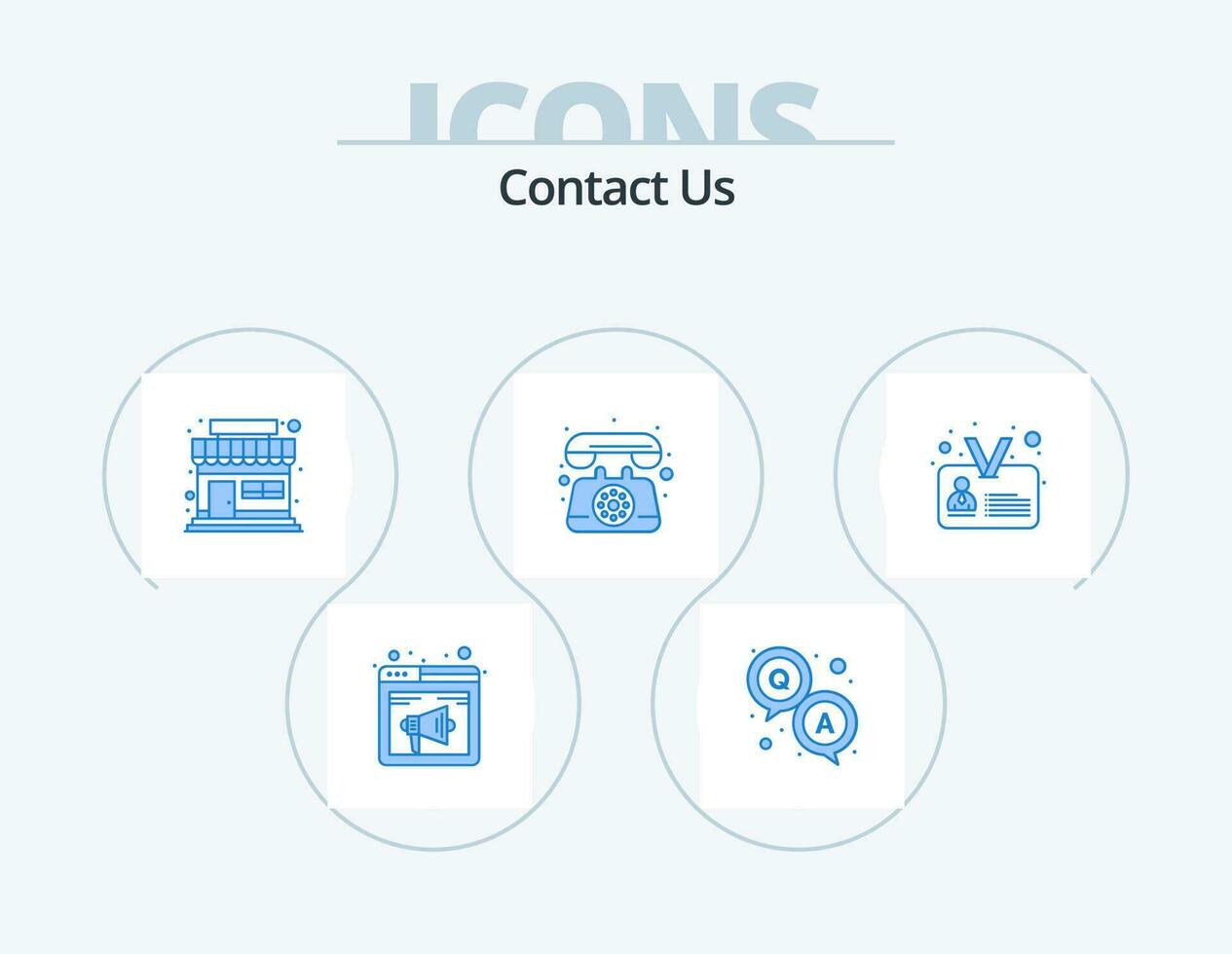 contact nous bleu icône pack 5 icône conception. identification. appel. enquête. Téléphone. la communication vecteur