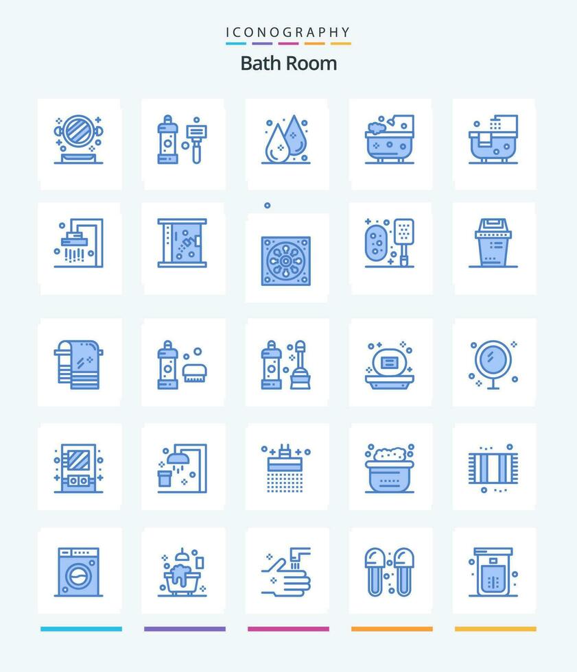 Créatif une baignoire pièce 25 bleu icône pack tel comme salle de bains. nettoyage. douche. salle de bains. l'eau vecteur