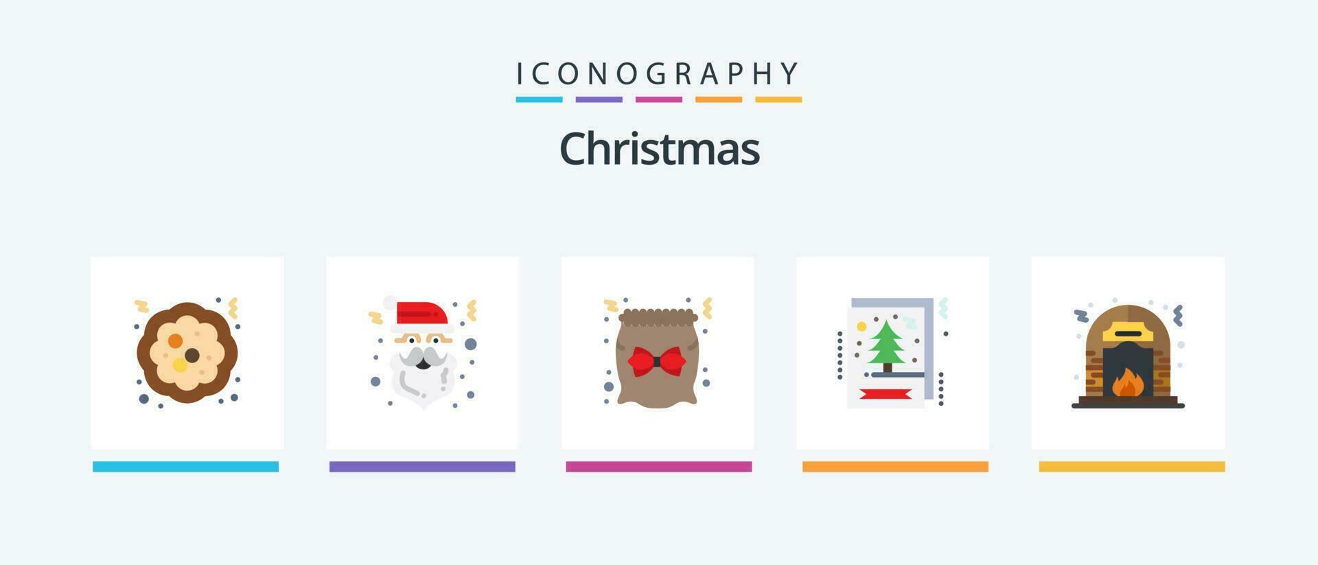 Noël plat 5 icône pack comprenant culture. Noël. sac. salutation. carte. Créatif Icônes conception vecteur