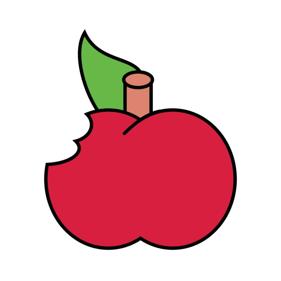 Pomme Frais fruit icône vecteur illustration conception graphique plat et isolé vecteur illustration. illustration de une Frais rouge Pomme cette a été mordu