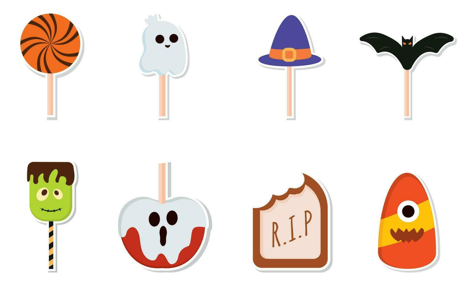 ensemble de mignonne Halloween des sucreries Icônes vecteur illustration