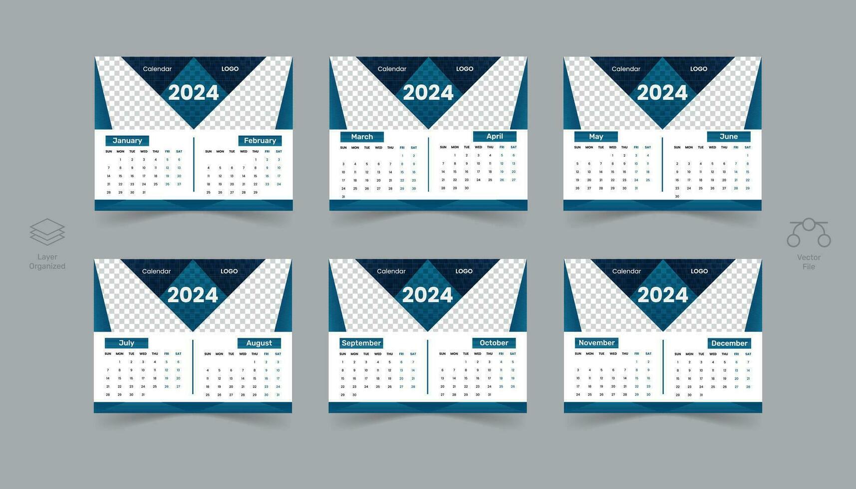 entreprise bureau calendrier conception 2024. vecteur