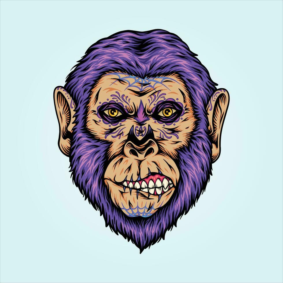 fantaisie zombi singe cauchemar vecteur des illustrations pour votre travail logo, marchandise T-shirt, autocollants et étiquette conceptions, affiche, salutation cartes La publicité affaires entreprise ou marques.