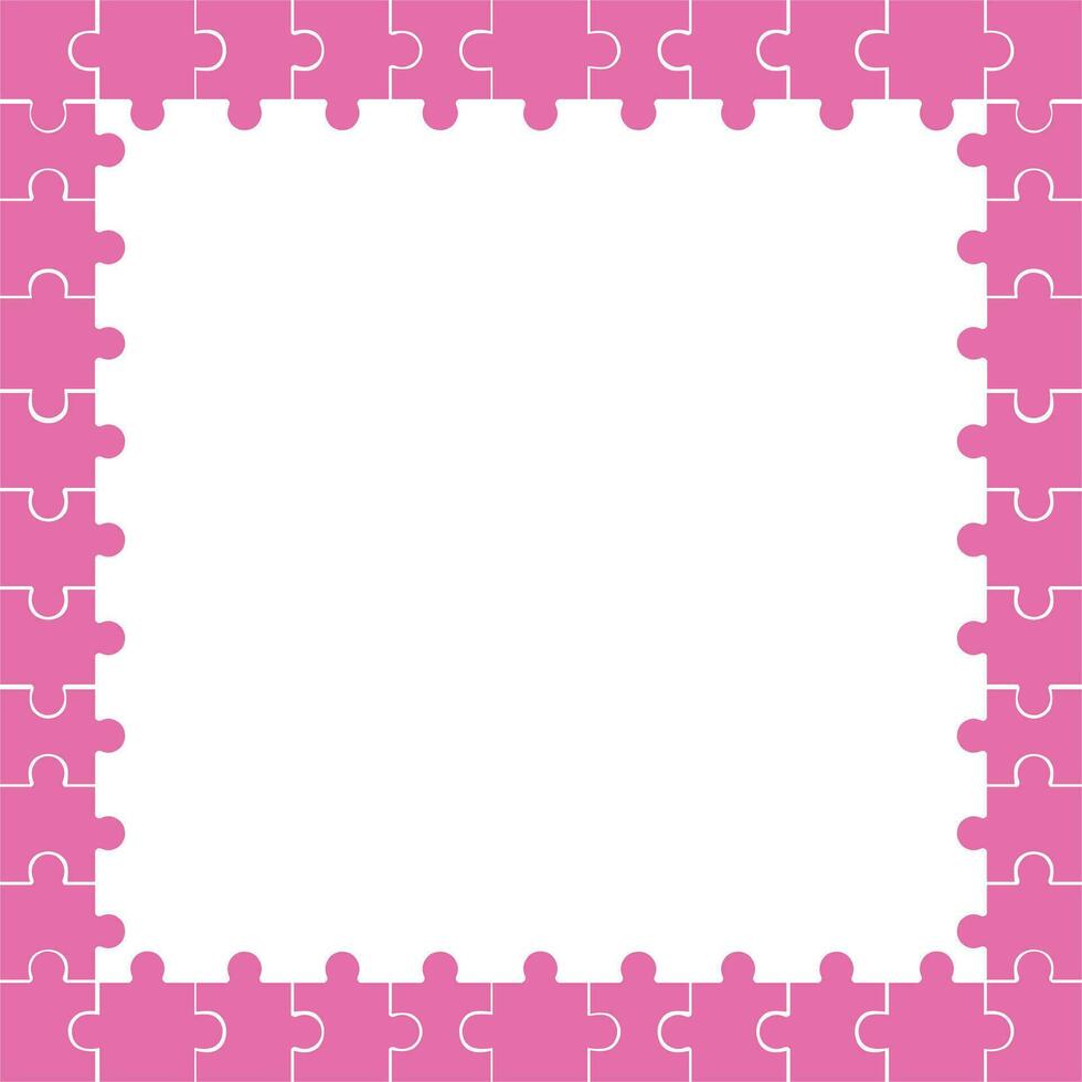 puzzle arrière-plan, bannière, blanc. Contexte avec rose puzzle Cadre séparé pièces, mosaïque, détails, carrelage ou les pièces. vecteur