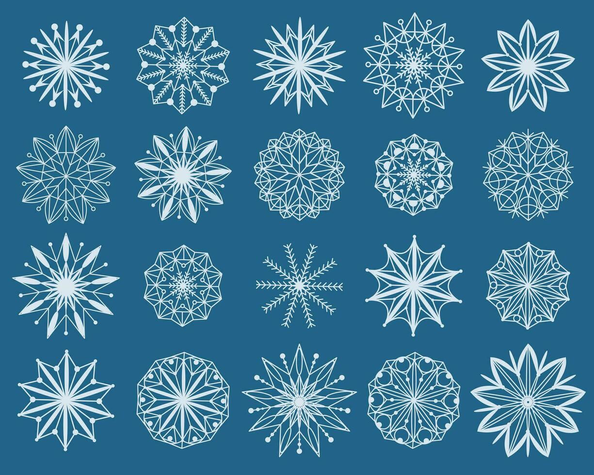magnifique flocons de neige hiver ensemble vecteur illustration