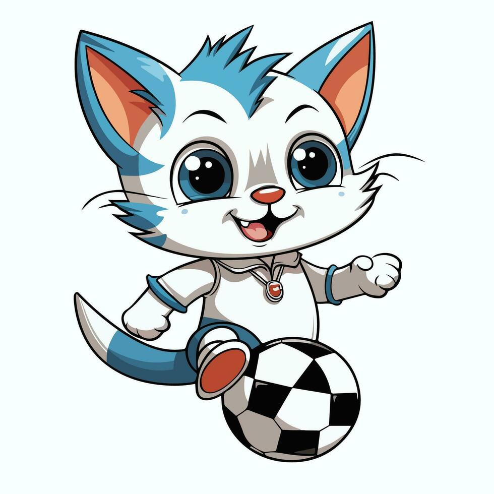 chat jouer football vecteur