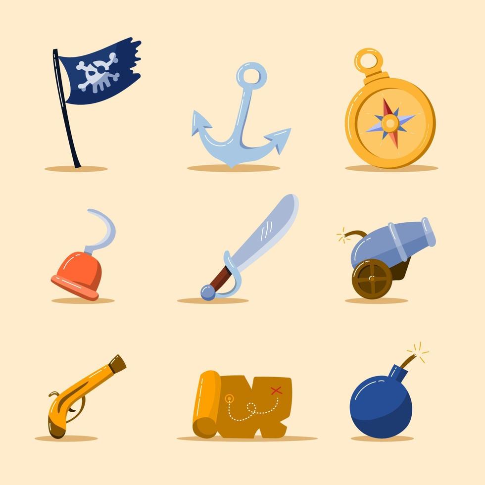collection d'icônes pour enfants pirates vecteur