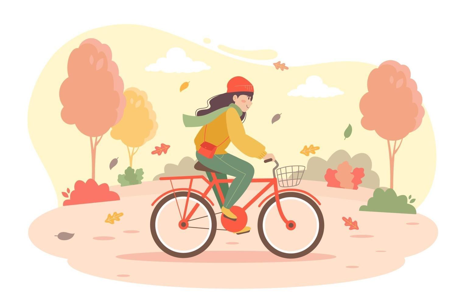 faire du vélo en automne vecteur