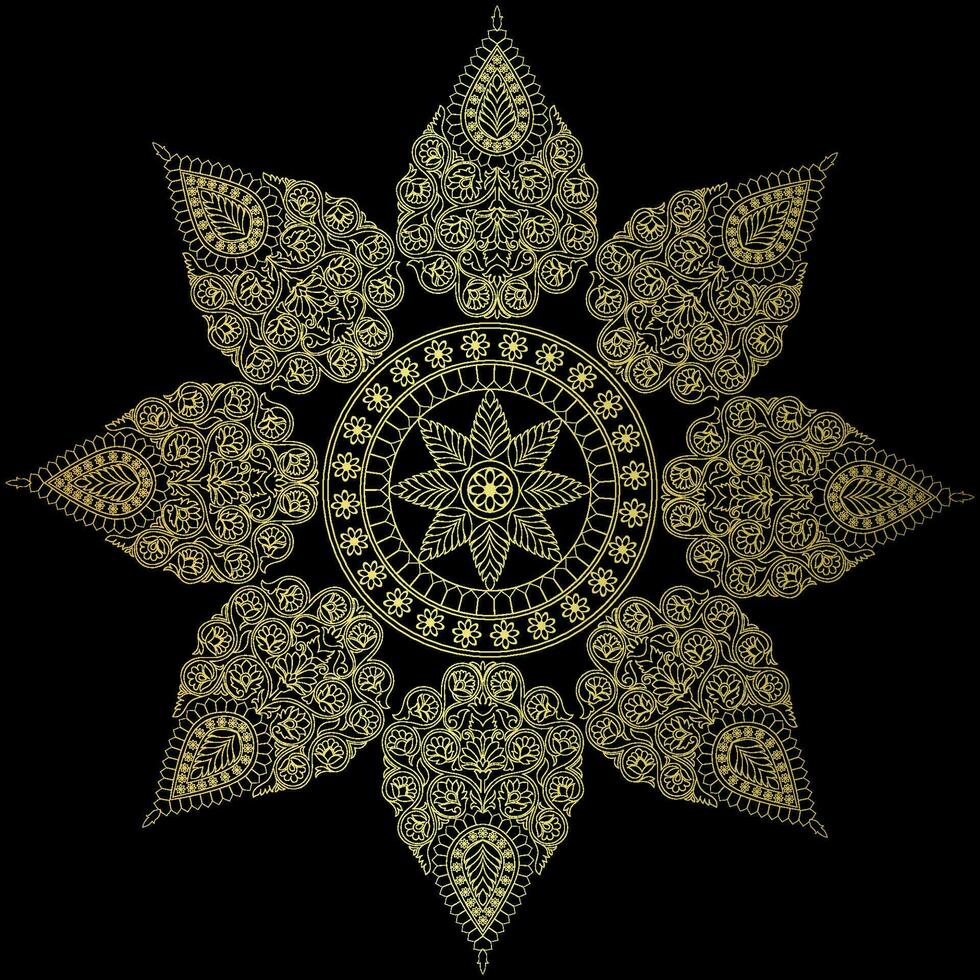 d'or mandala.mandala de lujo .couleur dorado vecteur