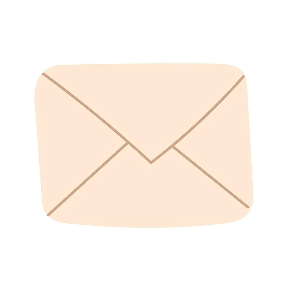 beige enveloppe sur une blanc Contexte dans dessin animé style vecteur