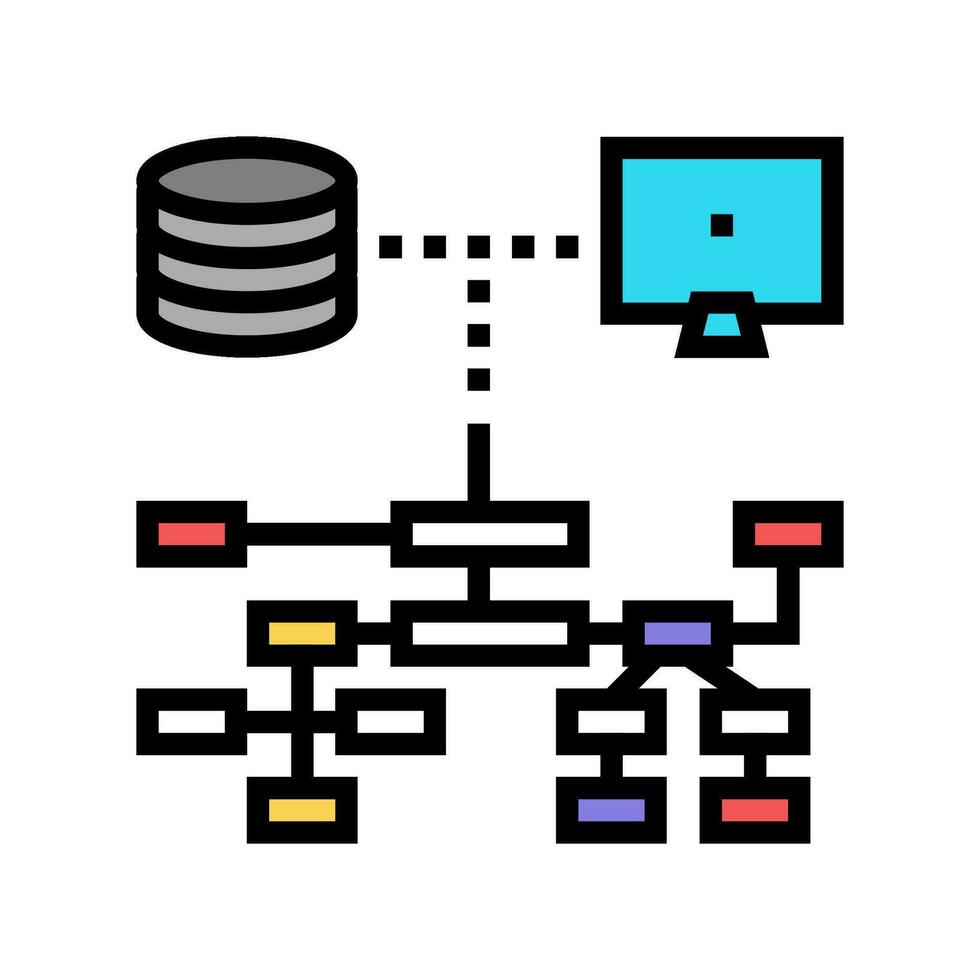 relationnel base de données Couleur icône vecteur illustration