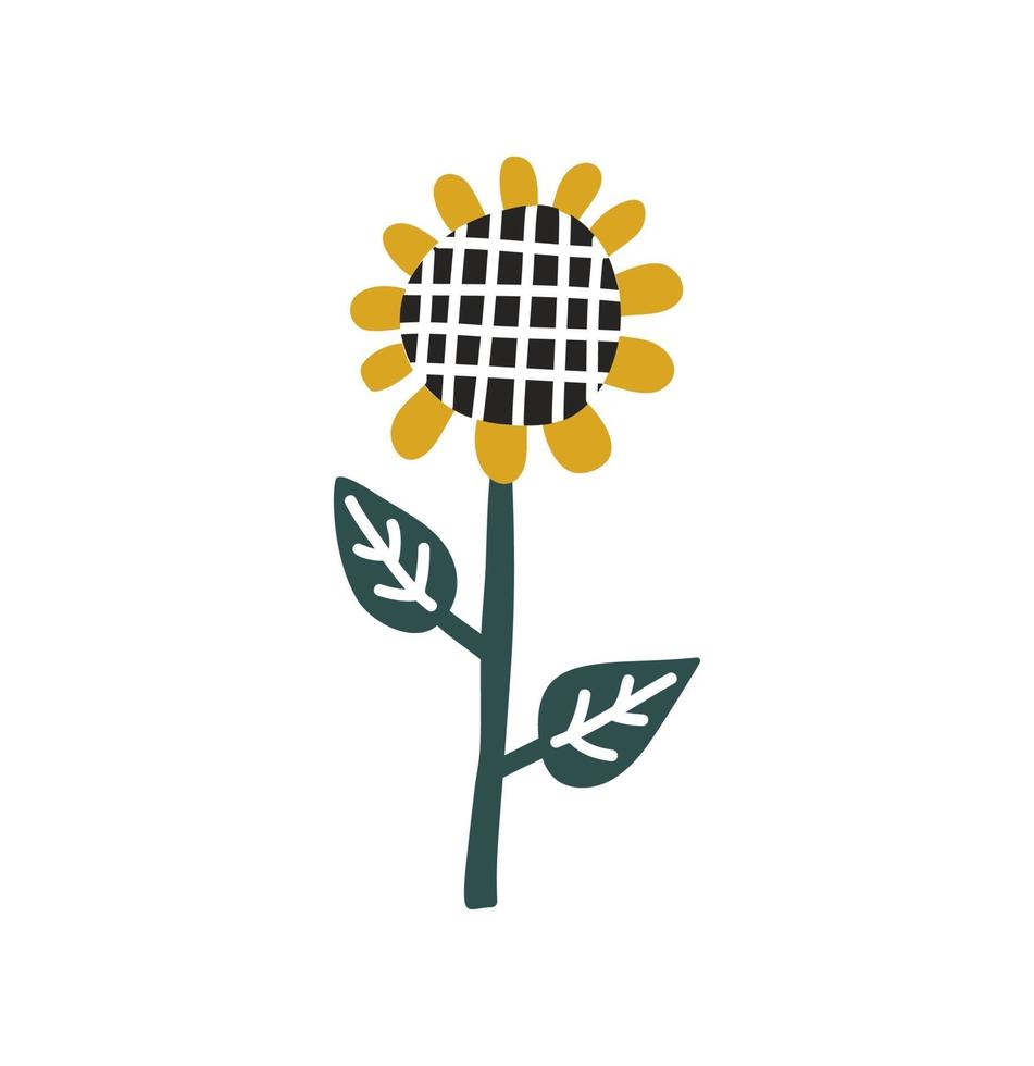 illustration vectorielle de couleur avec des feuilles de tournesol et vertes vecteur