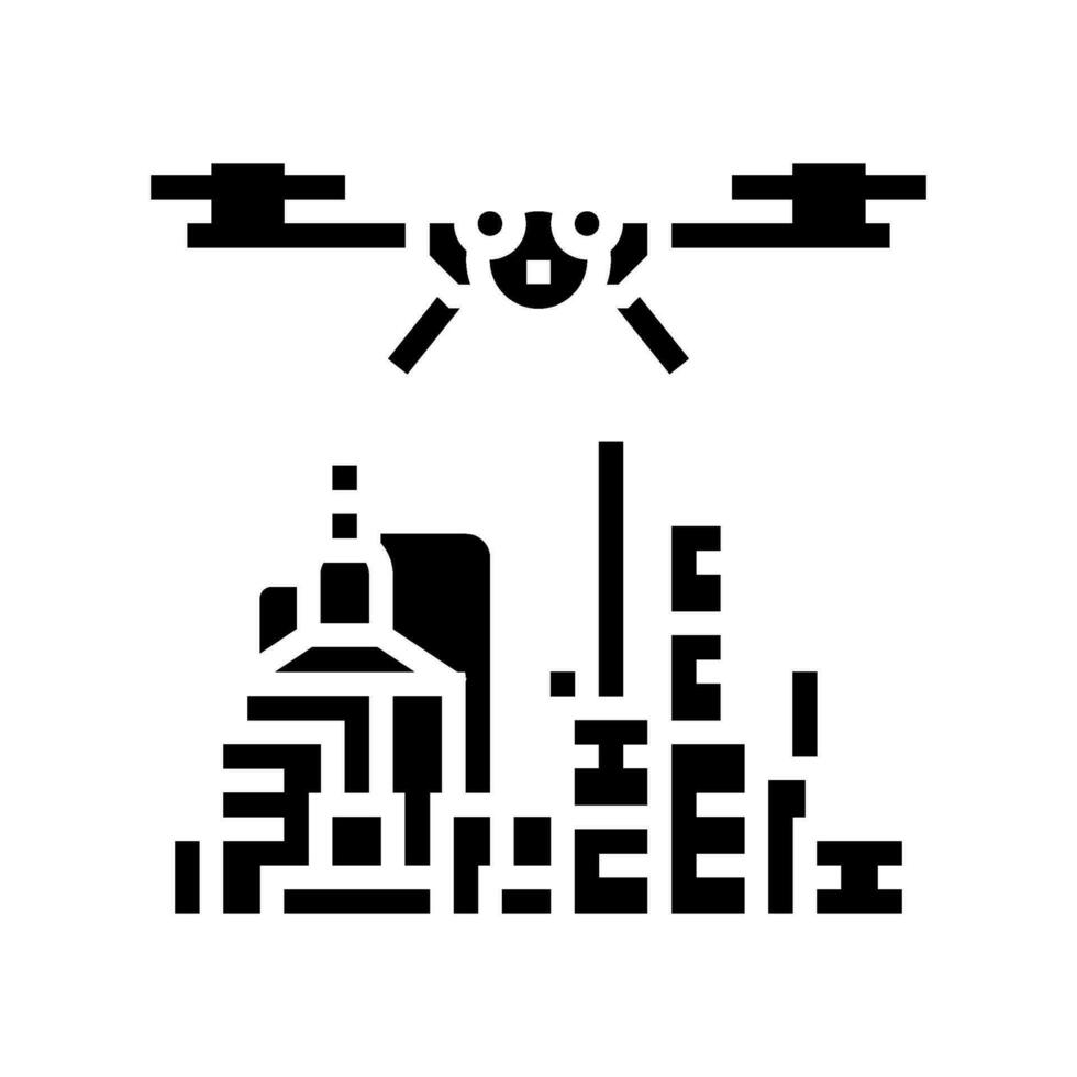 pétrole et gaz inspection drone glyphe icône vecteur illustration