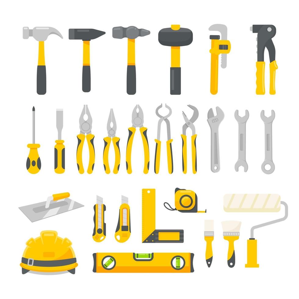 vecteur de jeu d'outils mécanicien. outils de construction pour les réparations à domicile.
