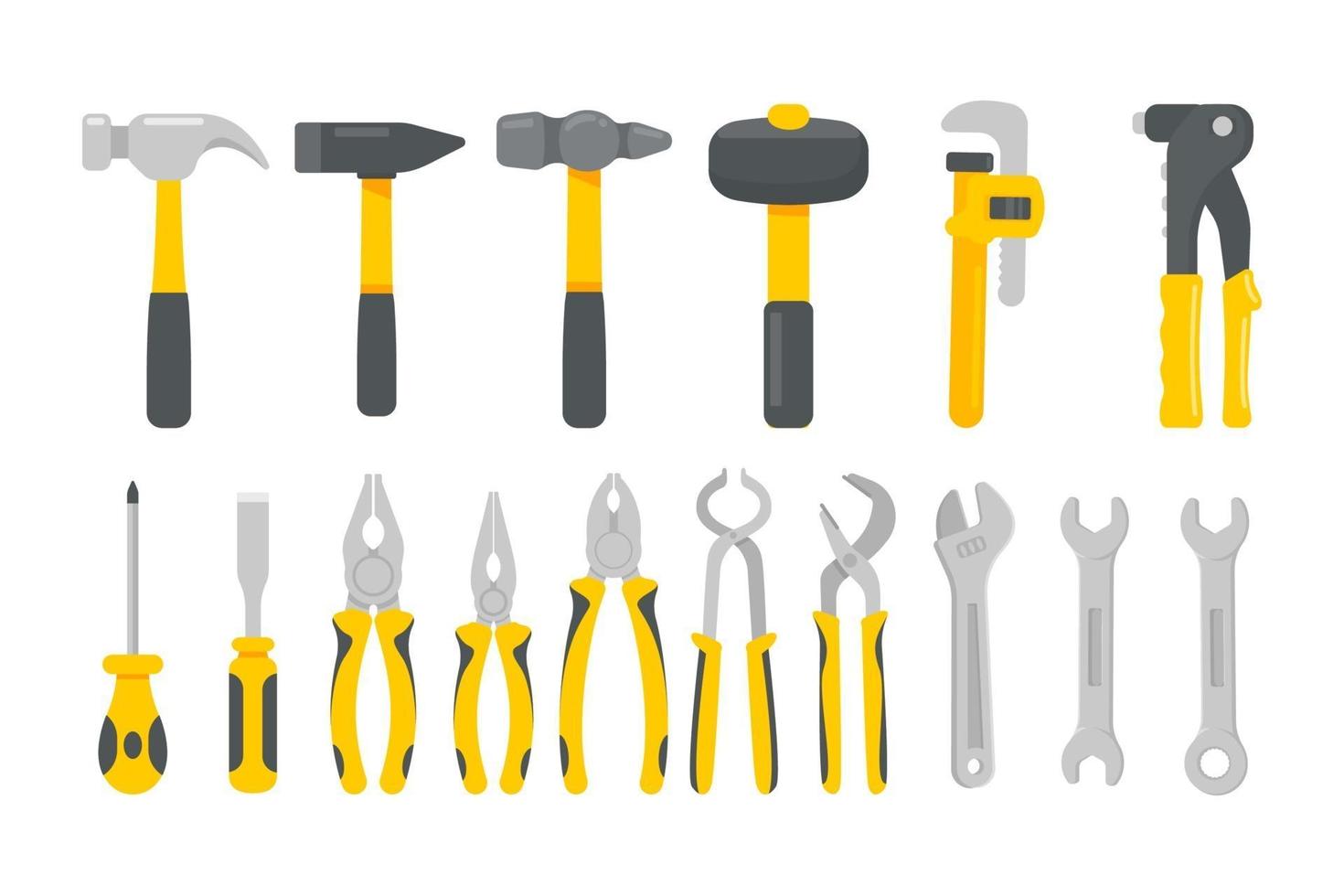 vecteur de jeu d'outils mécanicien. outils de construction pour les réparations à domicile.
