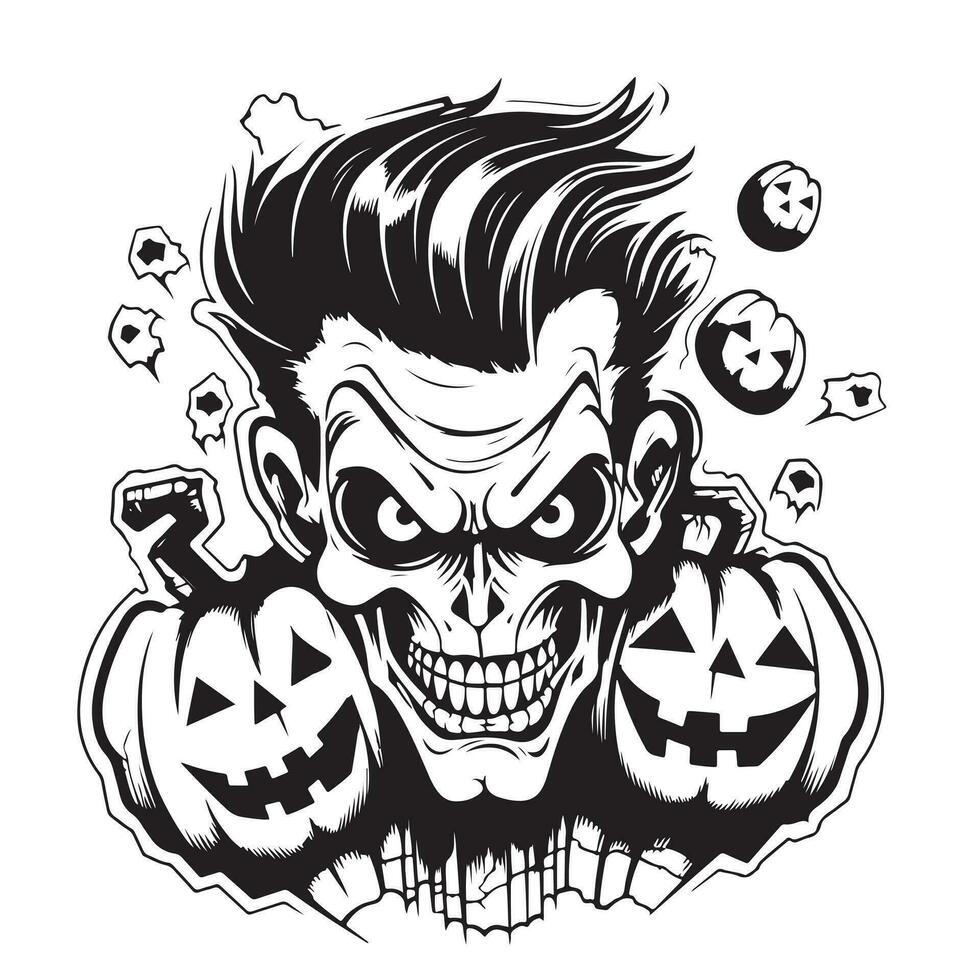 monstre et citrouilles.vecteur illustration - Halloween costume personnages vecteur