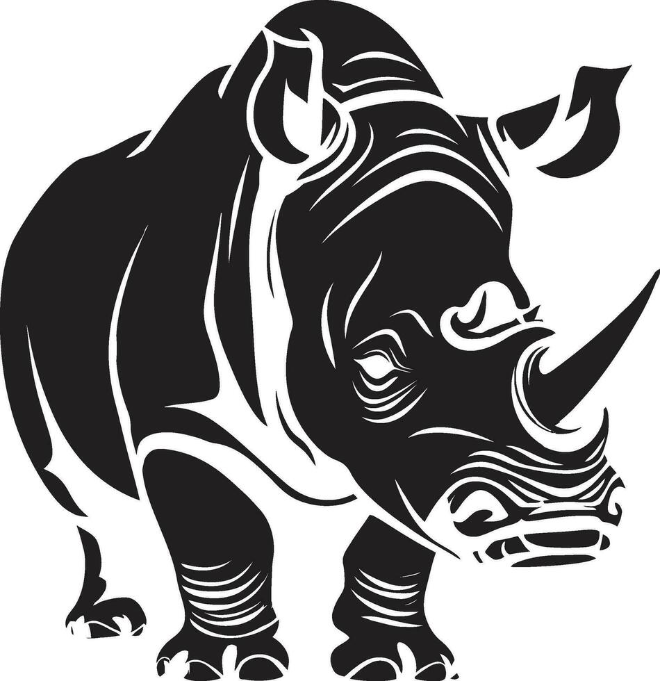 gracieux faune rhinocéros symbole dans intemporel noir le majesté de le klaxon noir vecteur rhinocéros logo