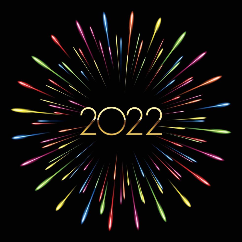 feux d'artifice colorés 2022 illustration vectorielle de nouvel an. vecteur