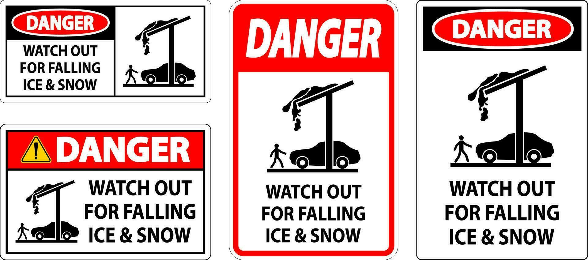 danger signe regarder en dehors pour chute la glace et neige vecteur