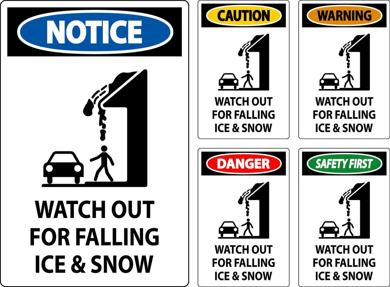 mise en garde signe regarder en dehors pour chute la glace et neige vecteur