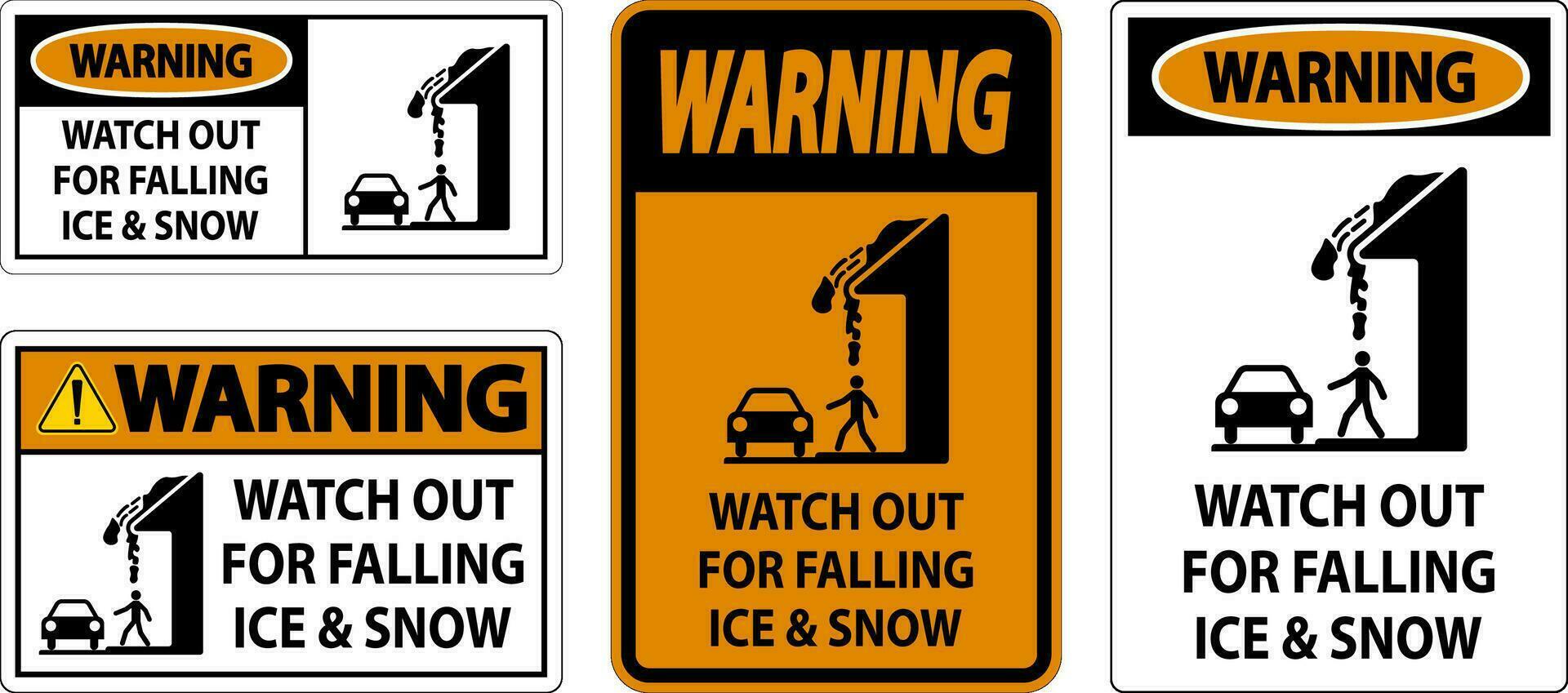 avertissement signe regarder en dehors pour chute la glace et neige vecteur