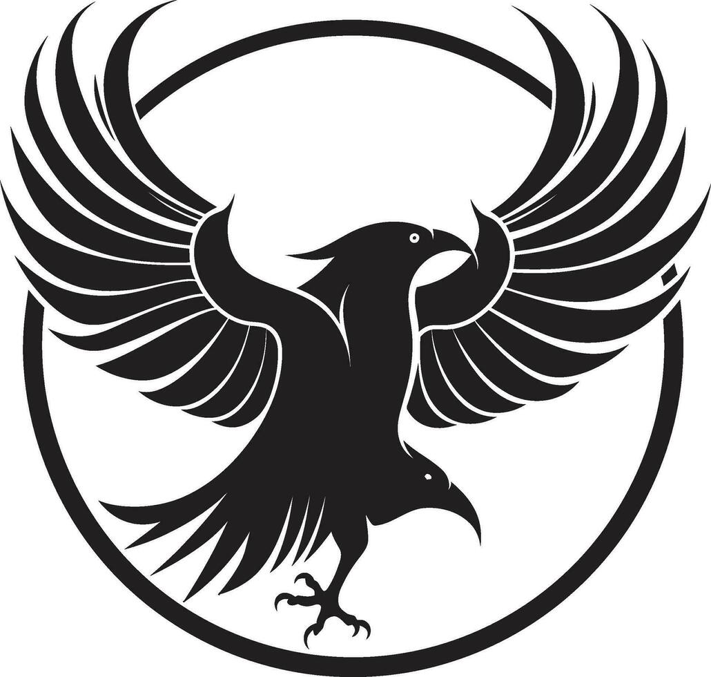 complexe corbeau crête de excellence abstrait noir corbeau monogramme vecteur