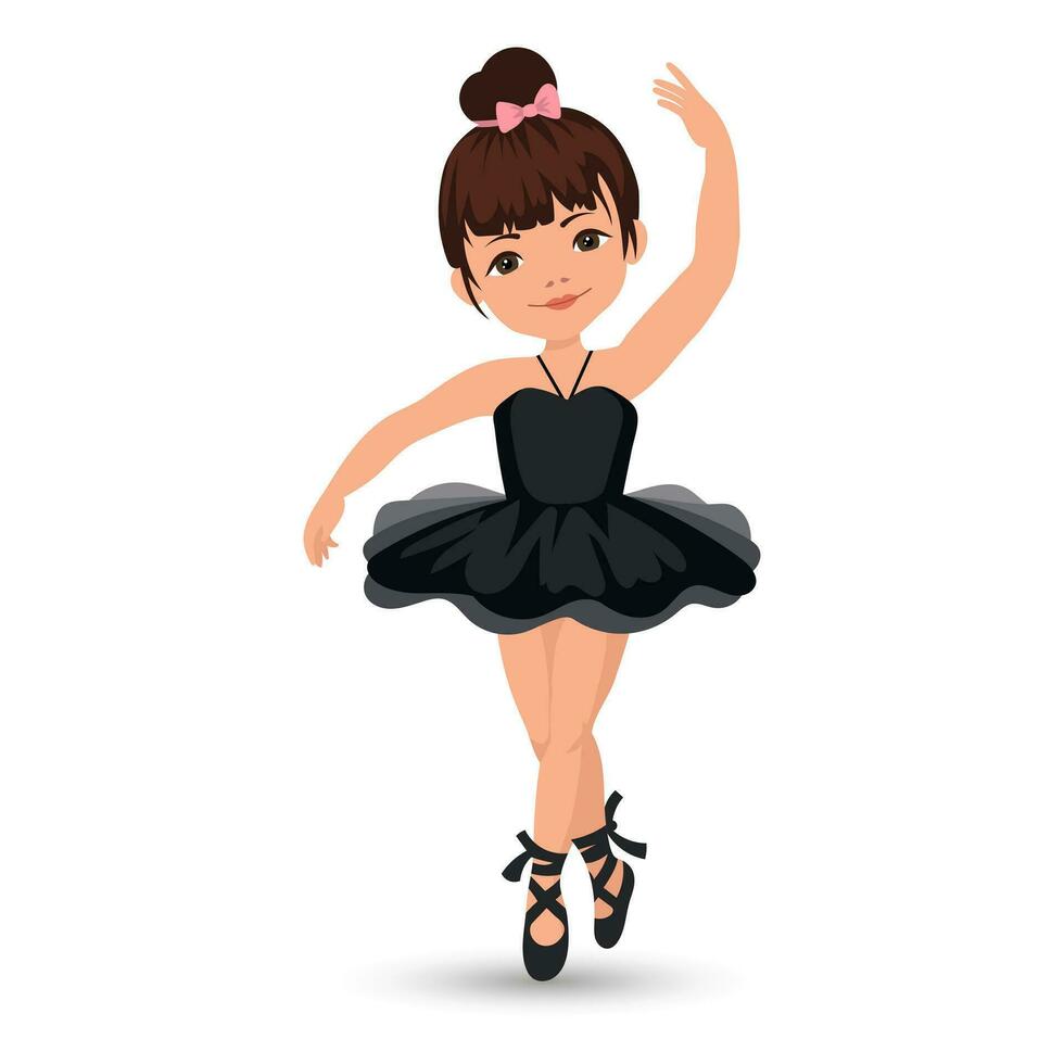 petite fille mignonne danse ballerine en robe et chaussons de pointe. illustration, vecteur