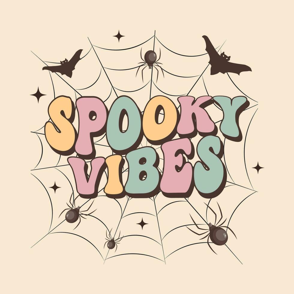 sensationnel caractères carte pour halloween.spooky ambiance calligraphie sur une la toile avec les araignées et chauves-souris. rétro conception pour affiches, cartes, t chemises vecteur