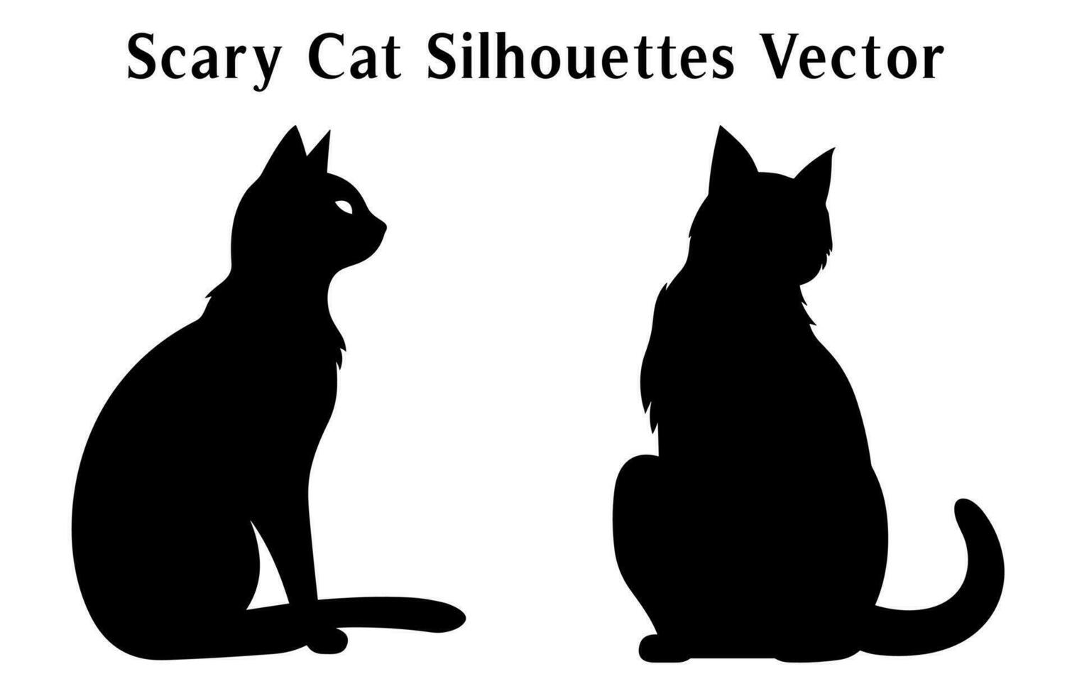 gratuit effrayant chat vecteur illustration empaqueter, une silhouette ensemble de Halloween mal noir chats