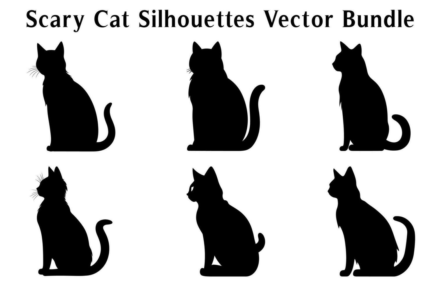 gratuit effrayant chat vecteur illustration empaqueter, une silhouette ensemble de Halloween mal noir chats