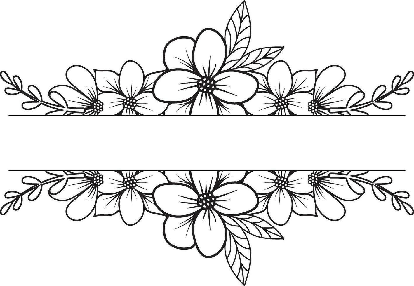 isolé ligne fleur Cadre icône feuille floral frontière diviseur vecteur