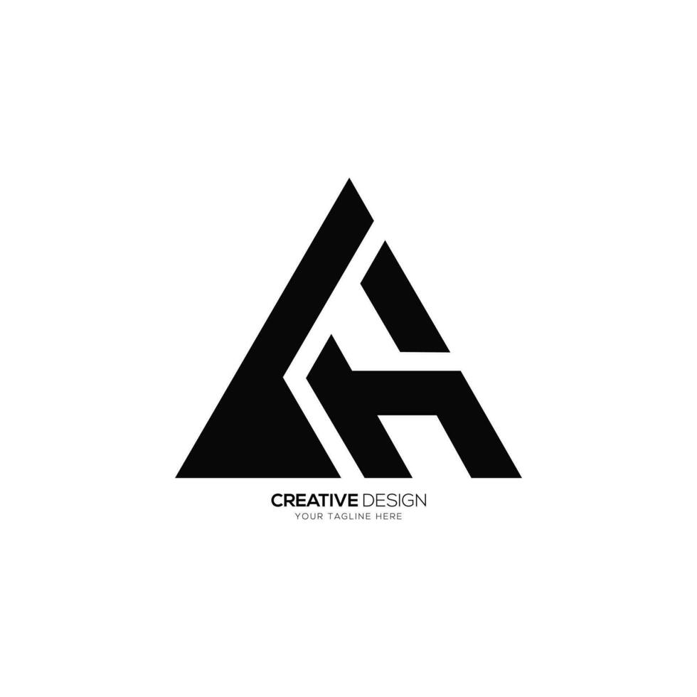 lettre ah ou Ha avec Triangle formes alphabet moderne unique monogramme logo vecteur