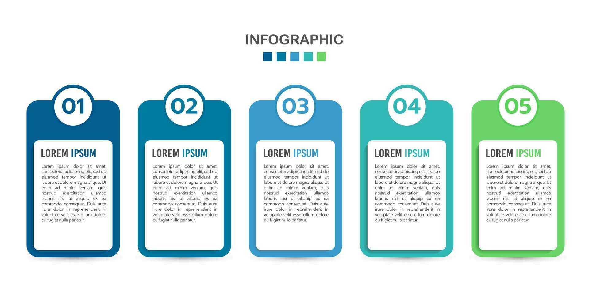 5 processus infographie pas ou les options à succès. vecteur illustration.