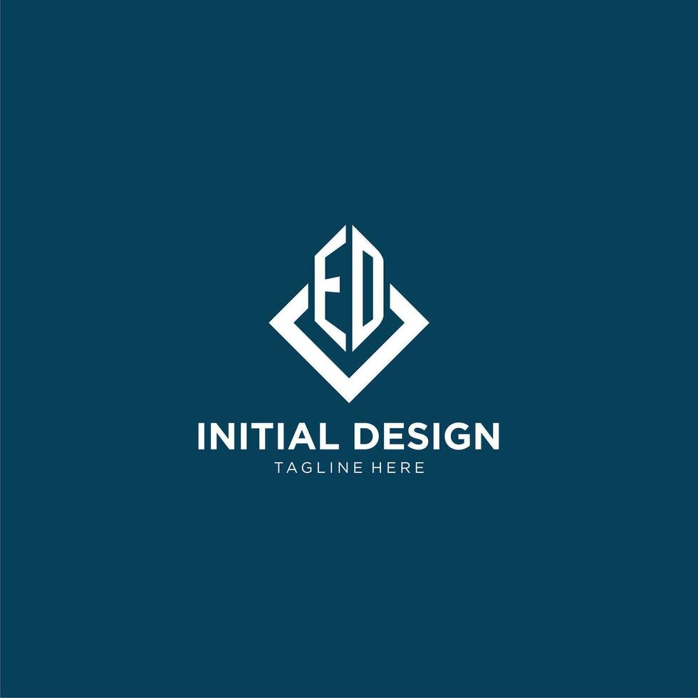 initiale ed logo carré rhombe avec lignes, moderne et élégant logo conception vecteur