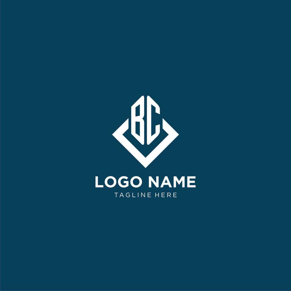 initiale avant JC logo carré rhombe avec lignes, moderne et élégant logo conception vecteur