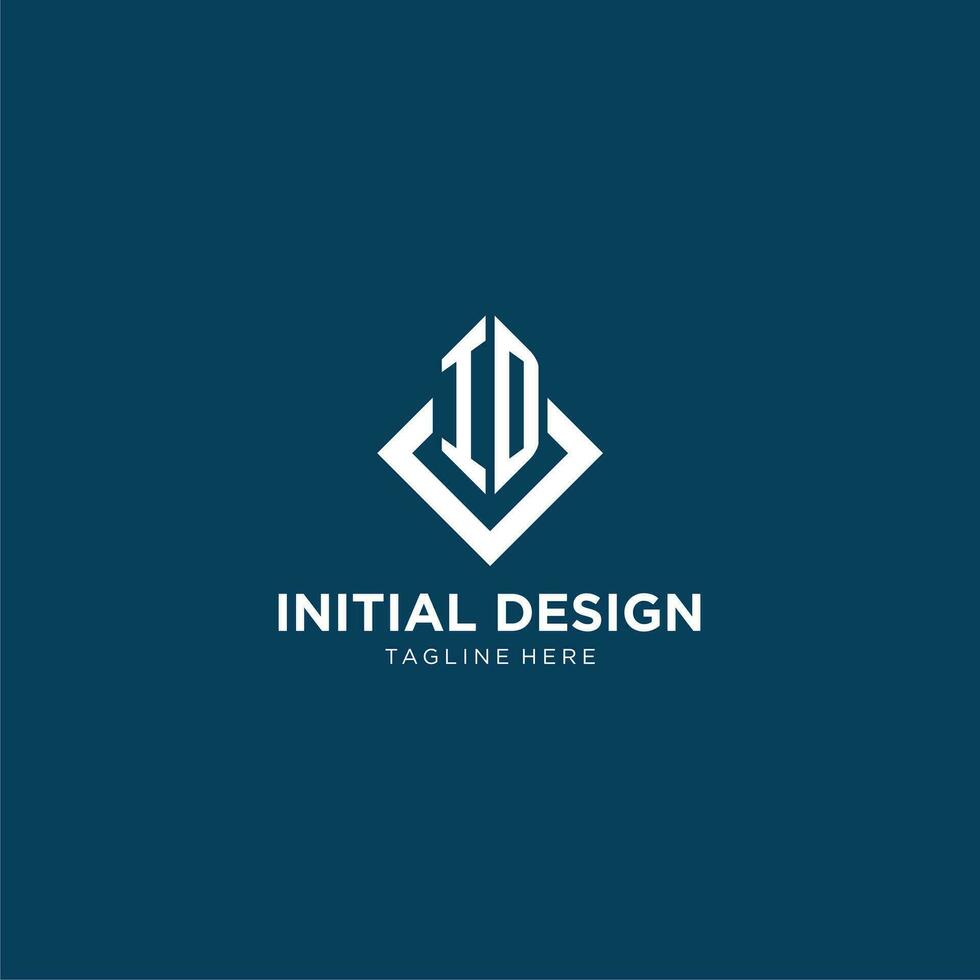 initiale id logo carré rhombe avec lignes, moderne et élégant logo conception vecteur