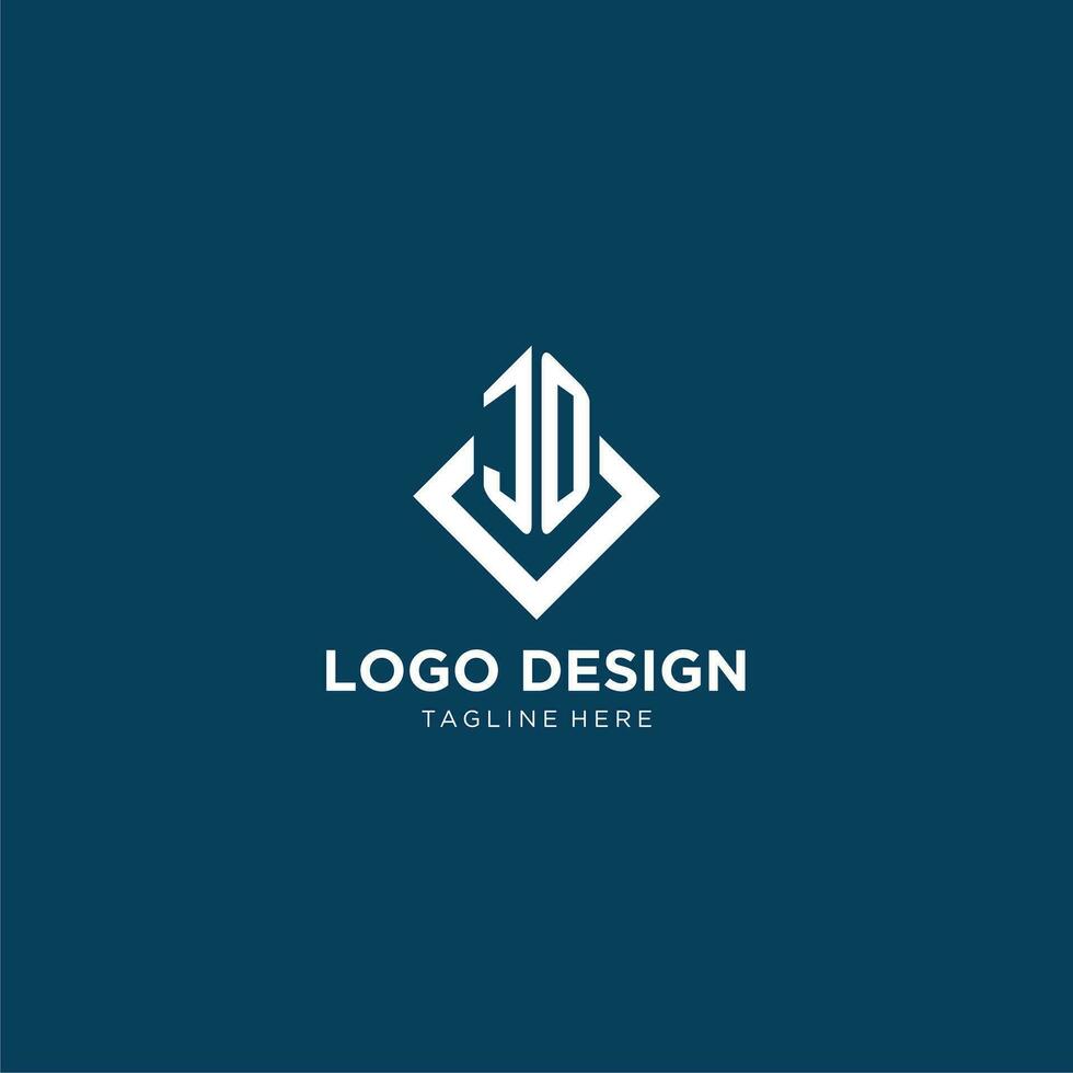 initiale jo logo carré rhombe avec lignes, moderne et élégant logo conception vecteur
