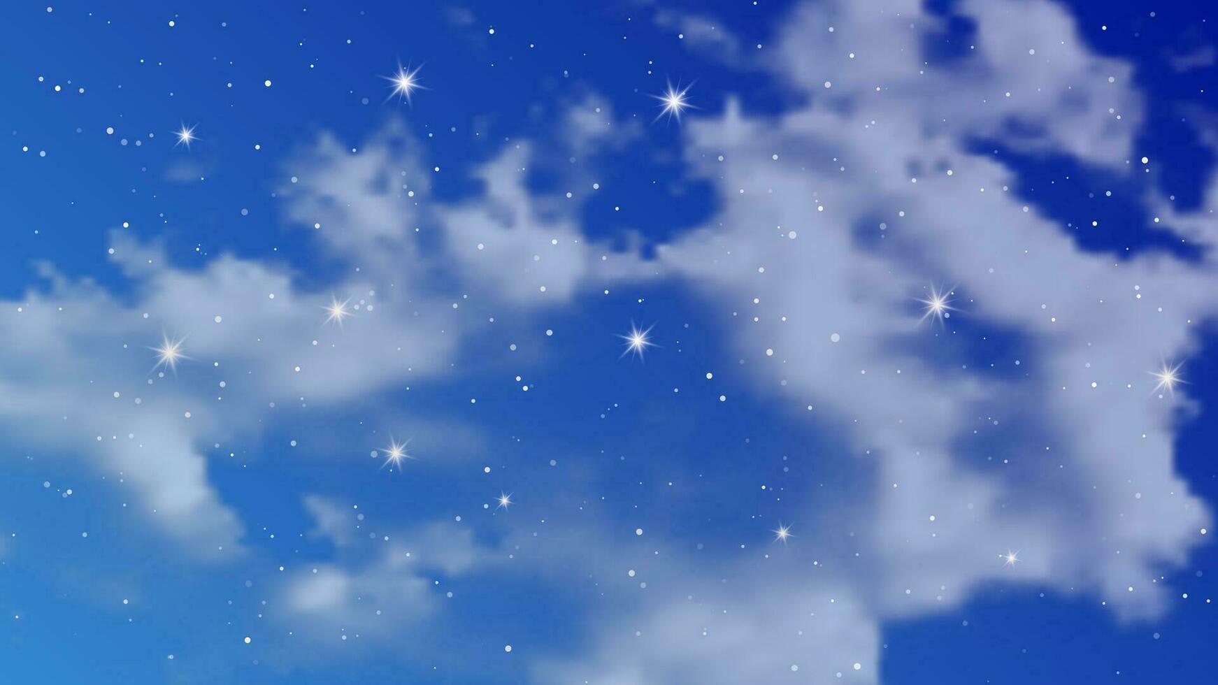 ciel nocturne avec des nuages et de nombreuses étoiles. fond de nature abstraite avec poussière d'étoiles dans l'univers profond. illustration vectorielle. vecteur
