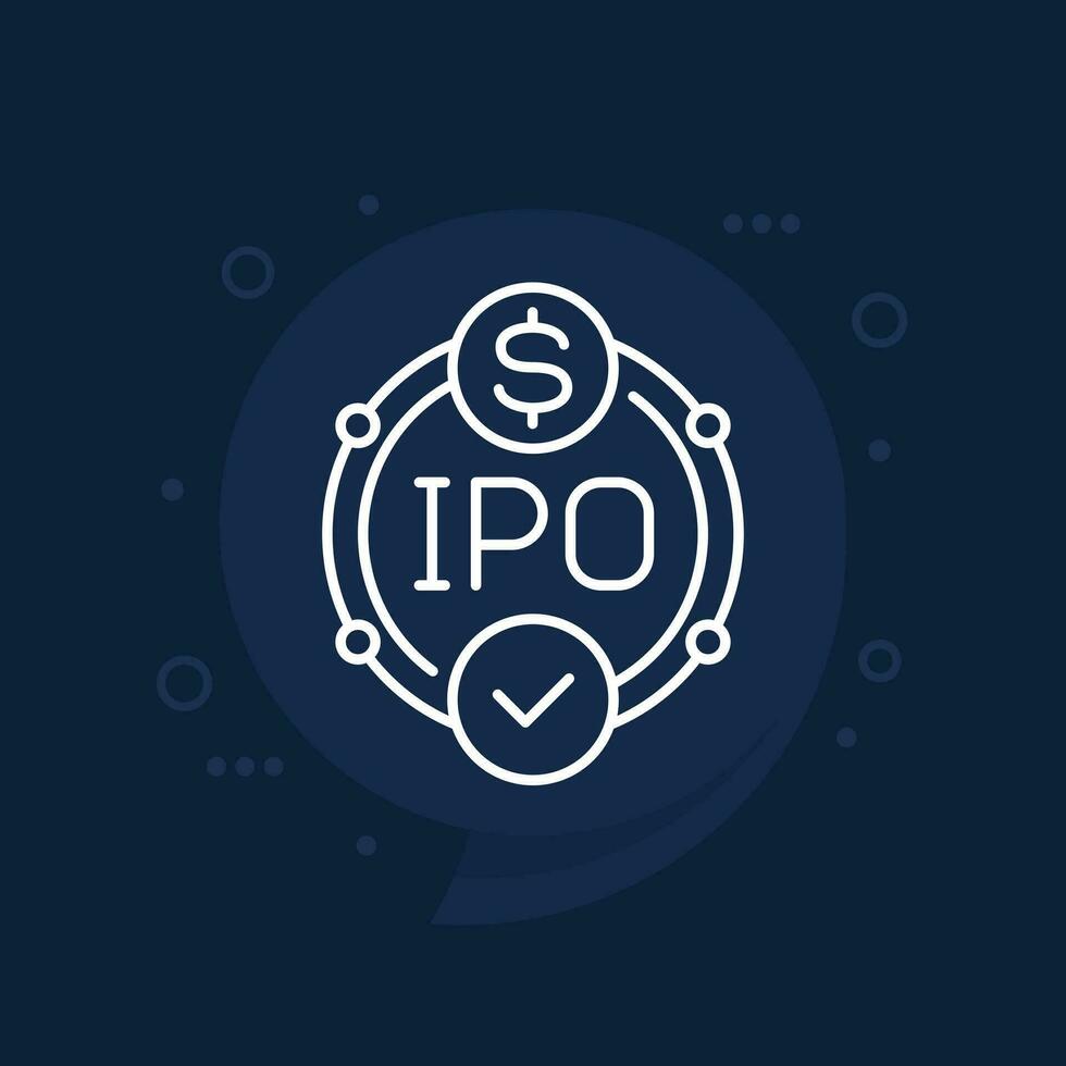 icône d'introduction en bourse, vecteur de ligne d'offre publique initiale