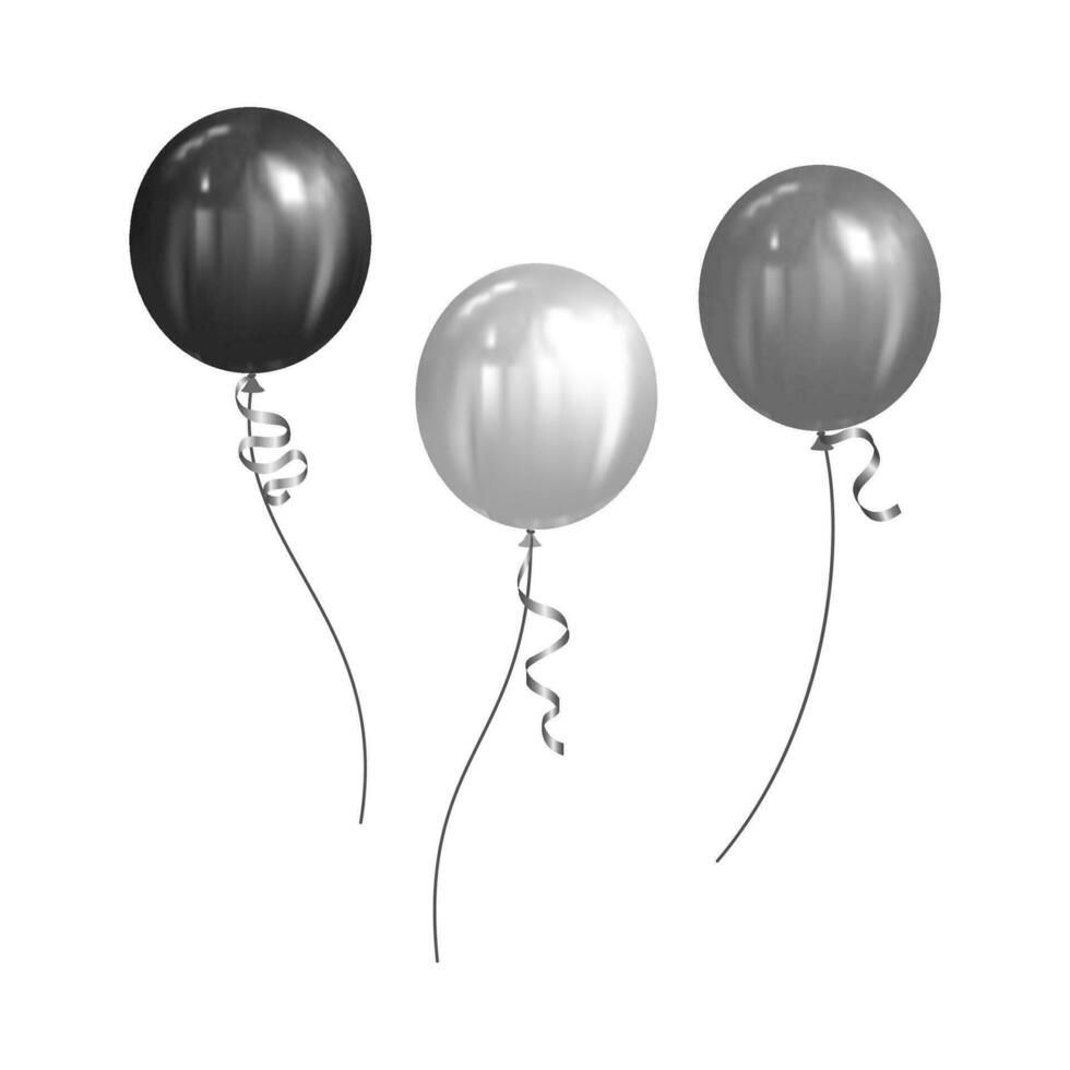 en volant gris ballon réaliste isolé pour anniversaire fête et célébrations vecteur
